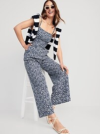 Floral Linen-Blend Tie-Shoulder Corset Cami Jumpsuit for Women | Old Navy (US)
