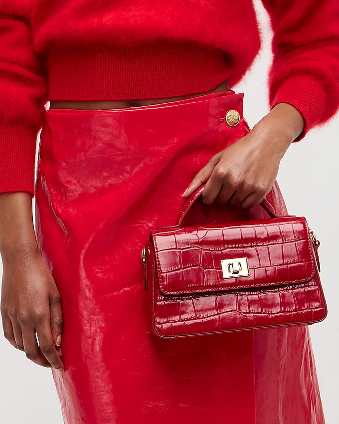 Small Edie top-handle bag in Italian croc-embossed leather | J. Crew US
