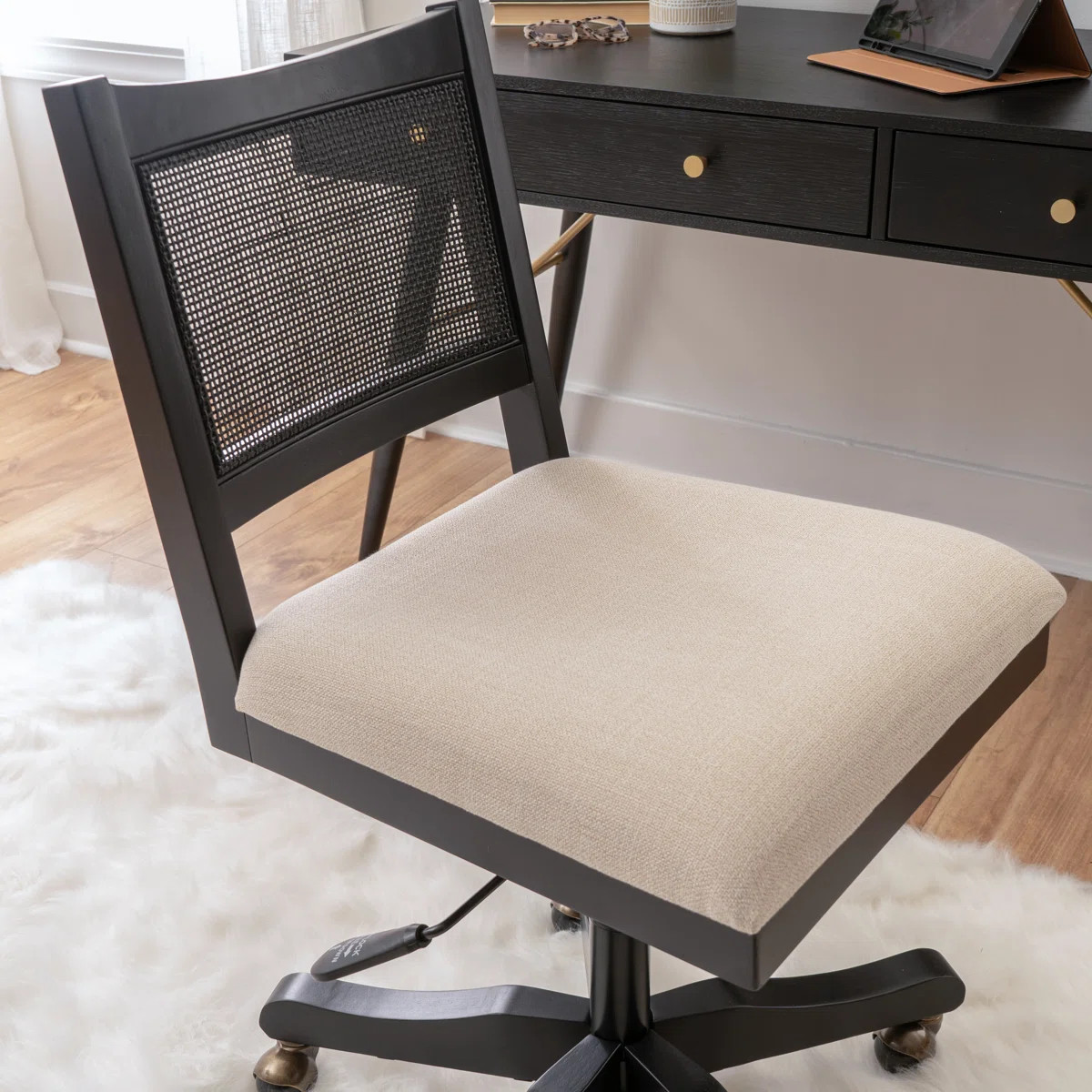 Donner Padded Seat Cane Back Swivel Office Chair | Wayfair North America