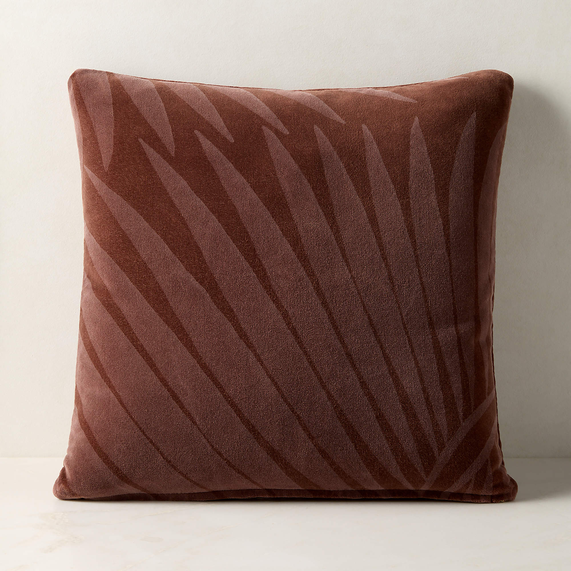 Medici Dark Mauve Cotton Velvet Throw Pillow with Down-Alternative Insert 20"x20" | CB2 | CB2