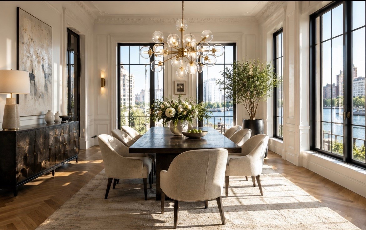 Luxury Modern Classic Dining Room | Statement Chandelier + High-End Apartment Interior

A dining room should feel bright, collected, and unforgettable.

This modern classic space was designed with elevated simplicity in mind—oversized windows, warm natural light, sculptural seating, and a statement chandelier that instantly defines the room.

The darker wood tones ground the space while the soft upholstered dining chairs keep the atmosphere light, calm, and refined. Every detail was selected to create a dining room that feels timeless rather than trend-driven.

This is the kind of space that transforms everyday living into an experience.
Shop the curated pieces below.

#luxurydiningroom
#modernclassicinteriors
#statementlighting
#wayfairhome
#ltkhome
#highendinteriors
#elegantdiningroom
#luxurydecor
#prewarapartment
#interiorinspiration

#LTKHome #LTKvlog