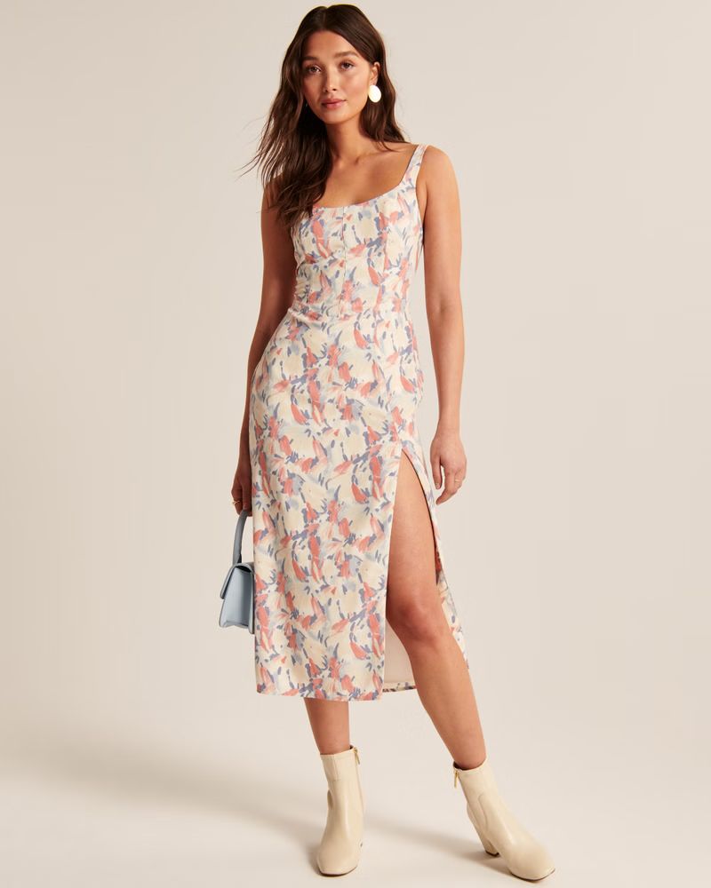 Women's Corset Seamed Midi Dress | Women's | Abercrombie.com | Abercrombie & Fitch (US)