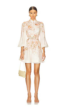 Zimmermann Illustration Buttoned Mini Dress in Cream Rococo Floral from Revolve.com | Revolve Clothing (Global)