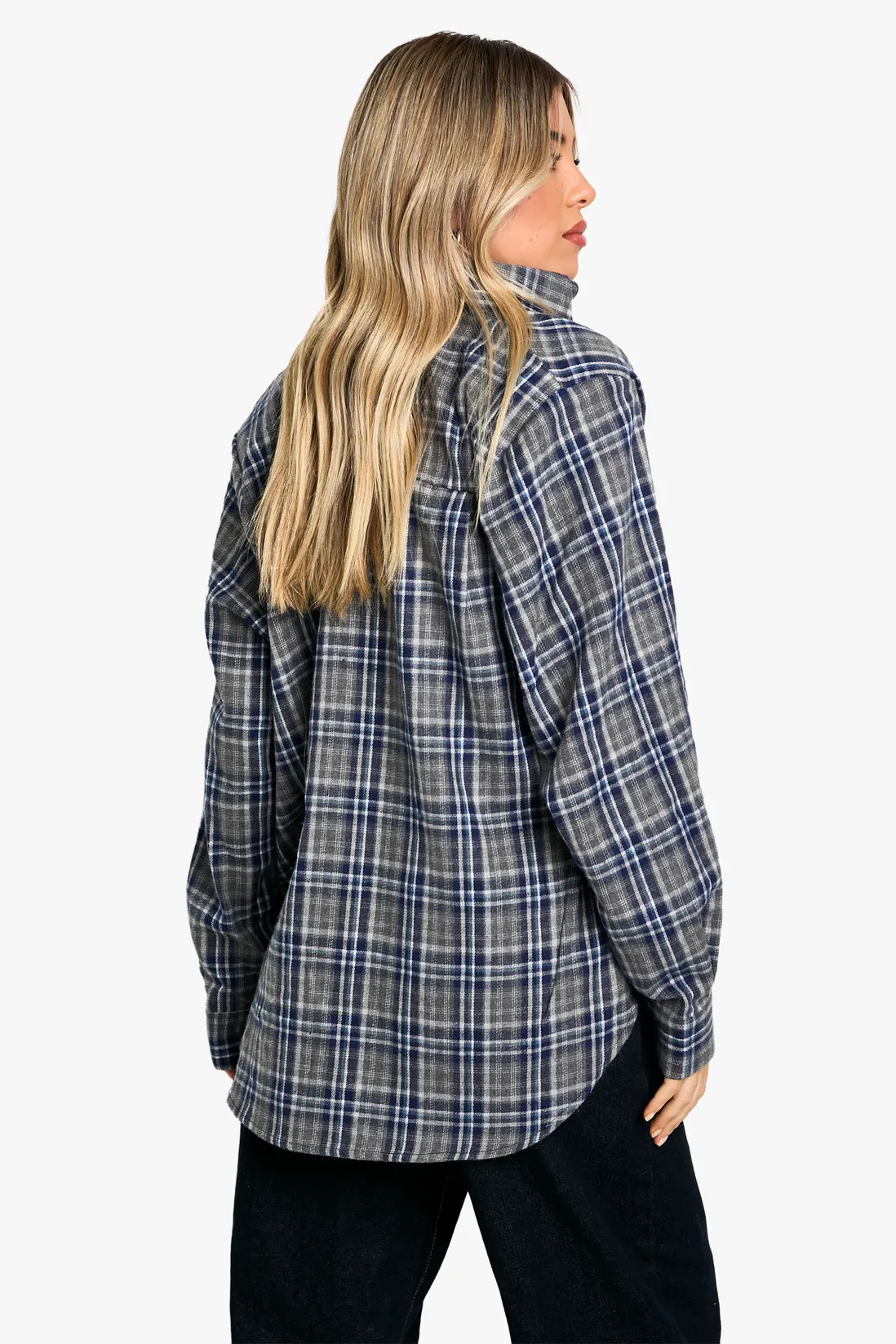 Check Cinched Shoulder Pad Shirt | Boohoo.com (UK & IE)