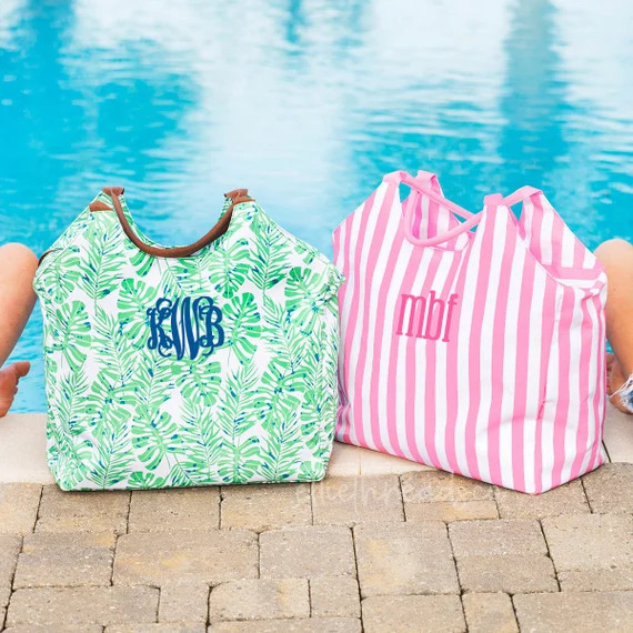 Monogram Beach Bag  Large Beach Tote  Embroidered Beach Tote | Etsy | Etsy (US)