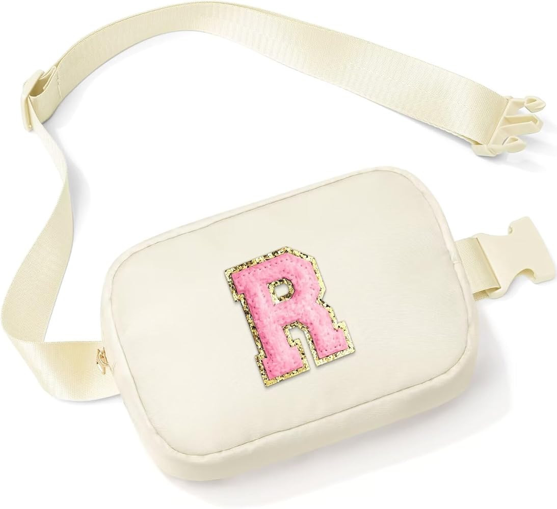Initial Belt Bag for Women - Crossbody Bags for Women Fanny Pack Cross body Bag for Women White L... | Amazon (US)