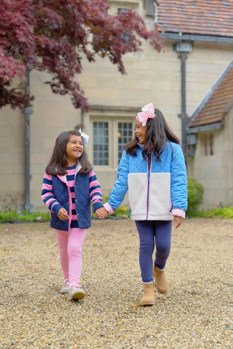 Cate Coat (Sherpa) - Barbados Blue with Palmetto Pearl & Hamptons Hot | The Beaufort Bonnet Company