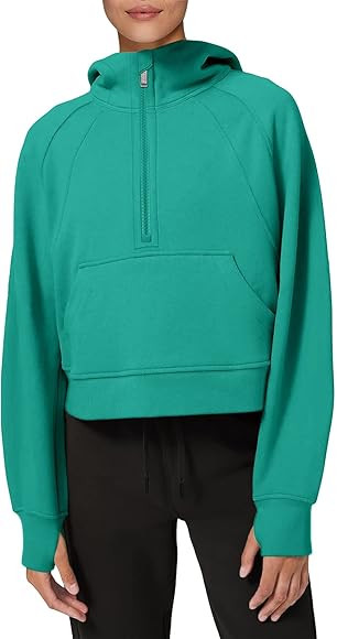 LASLULU Womens Hoodies Fleece Lined Collar Pullover 1/2 Zipper Sweatshirts Long Sleeve Crop Tops ... | Amazon (US)