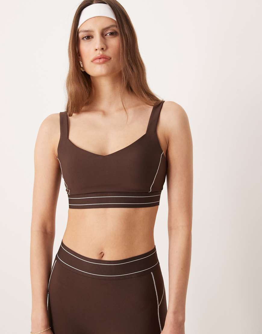 Abercrombie & Fitch YPB sculpt built in support sports bra in brown - part of a set | ASOS (Global)