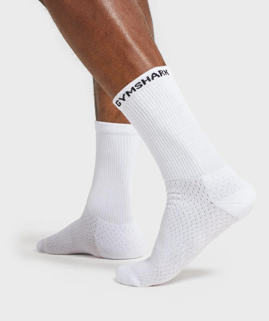 Gymshark Premium Crew Socks (1pk) - White/Black | Gymshark (Global)