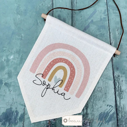 Click for more info about Personalised Name ... Pastel Rainbow Design Home Quote Linen | Etsy