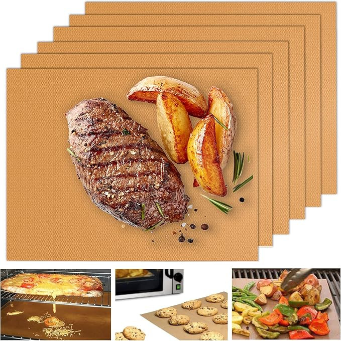 UBeesize Copper Grill Mats 6-Pack, Non-Stick PFOA-Free, 500°F Heat Resistant, Easy Clean, Cut-to... | Amazon (US)