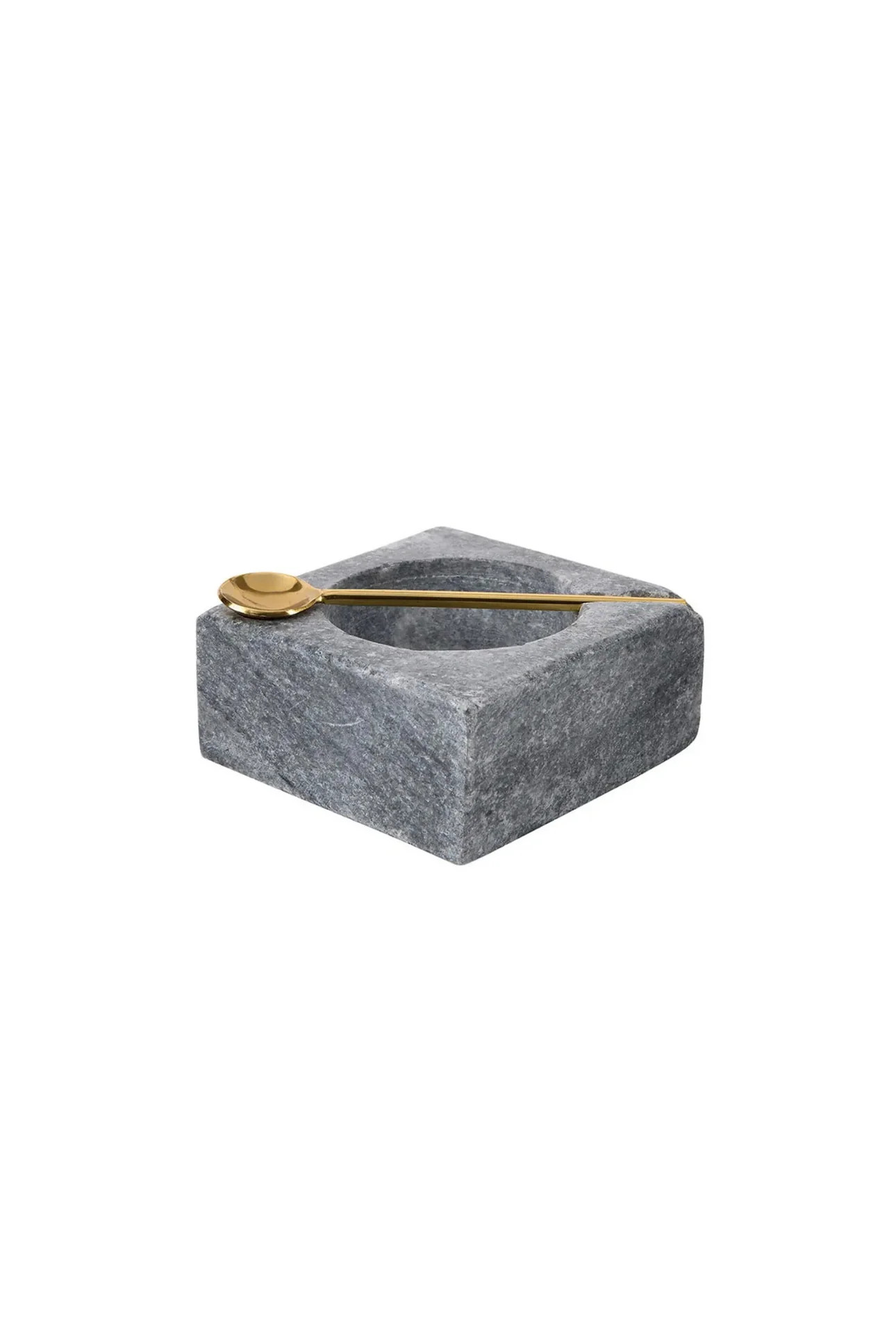 Chaol Gray Square Marble Pinch Pot With Spoon | THELIFESTYLEDCO