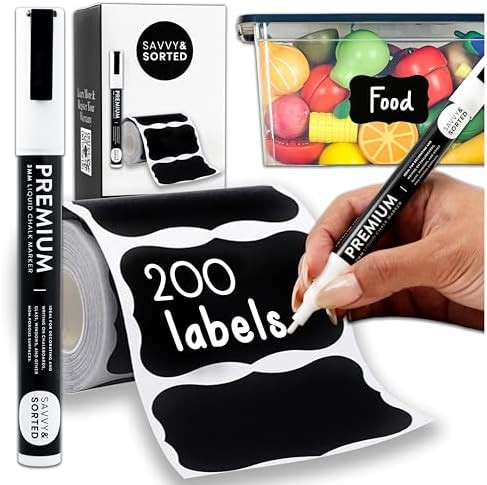 200 Chalkboard Labels for Containers - Waterproof Black Jar Labels with Chalk Markers, Reusable C... | Amazon (US)