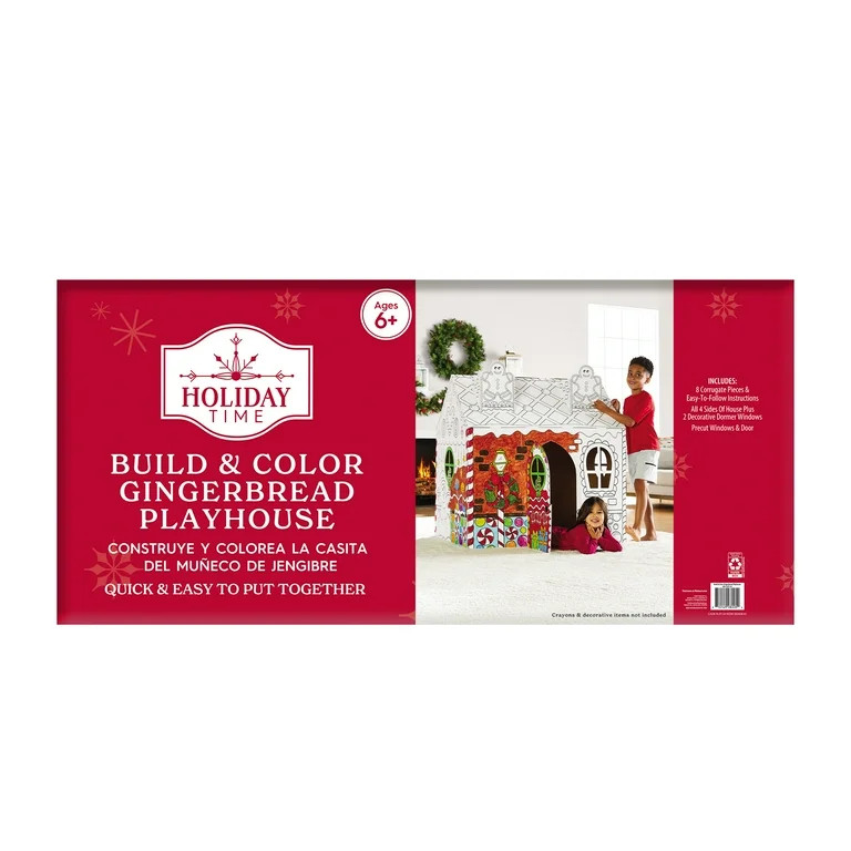 Build & Color Gingerbread Playhouse Cardboard Craft by Holiday Time - Walmart.com | Walmart (US)