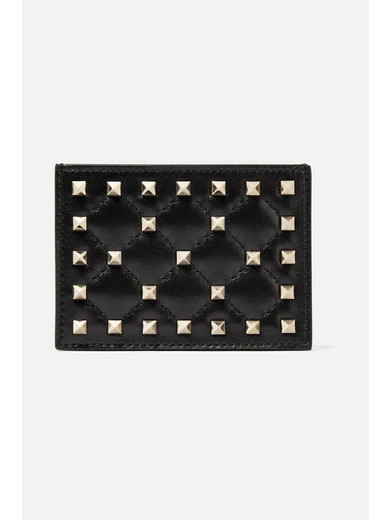Valentino - Valentino Garavani The Rockstud Quilted Leather Cardholder - Black | NET-A-PORTER (US)