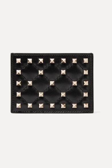 Valentino - Valentino Garavani The Rockstud Quilted Leather Cardholder - Black | NET-A-PORTER (US)