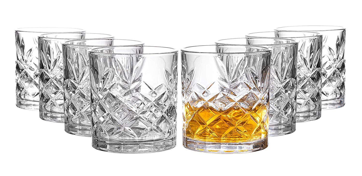 Royalty Art Kinsley Lowball Whiskey Glasses, 8 Pc. Set, 10.6 ounce Short Drinking Glassware for L... | Walmart (US)