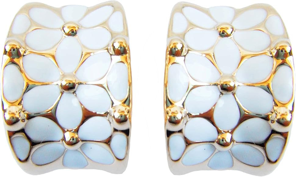 Navachi 18k Gold Plated Square Rainbow Colorful Enamel Leaves Flower Omega Back Earrings | Amazon (US)