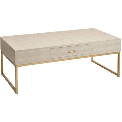 55 Downing Street Les Revoires 48 1/8" Wide Cream and Gold Coffee Table | Target