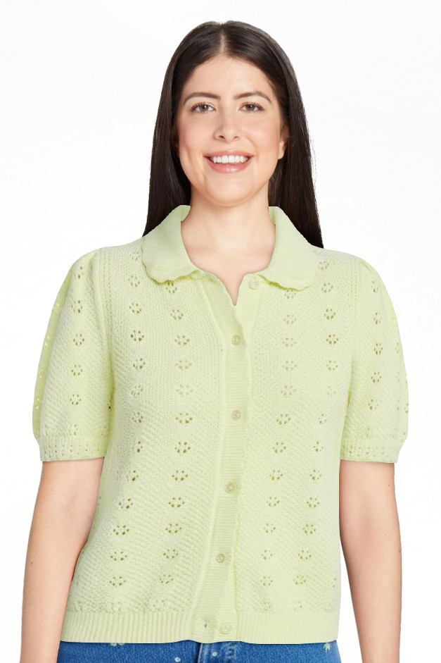 Free Assembly Women's and Women's Plus Cotton Pointelle Cardigan Sweater with Short Sleeves, Ligh... | Walmart (US)