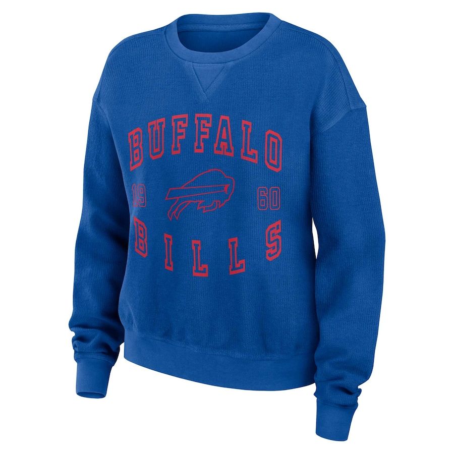 Buffalo Bills WEAR by Erin Andrews Women's Vintage Corduroy Pullover Sweatshirt - Royal | Fanatics