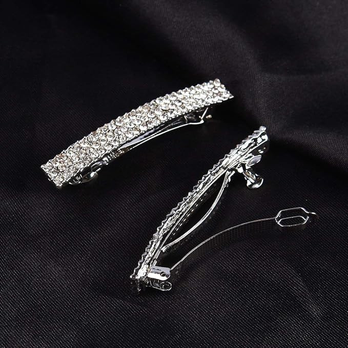 Aoxmas Bling Silver Plated Crystal Hairpin Three Row Rhinestone Hair Barrette Clip Hair Accessori... | Amazon (US)