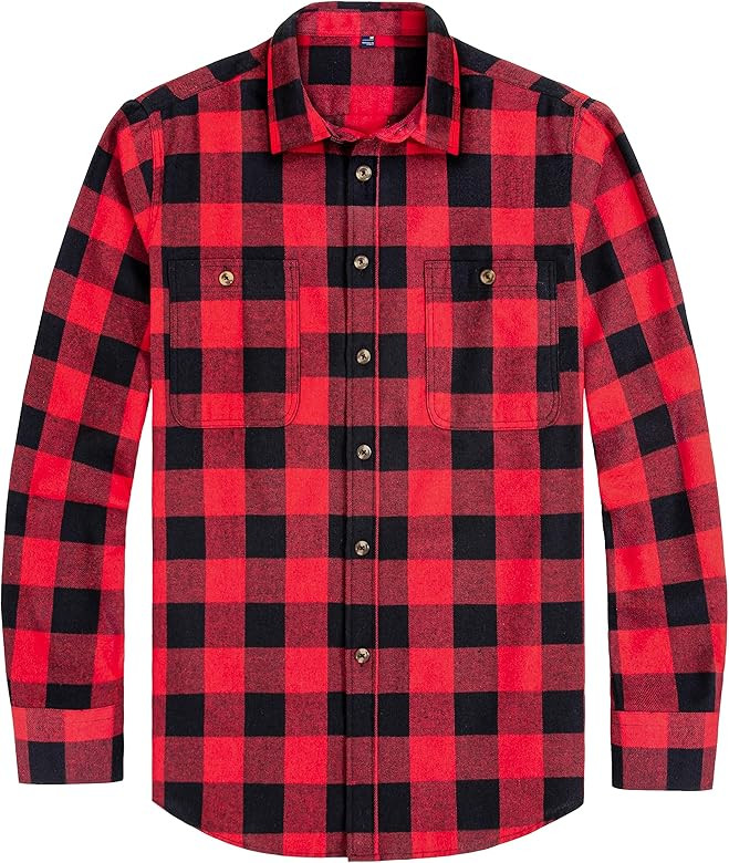 J.VER Men's Flannel Plaid Shirts Long Sleeve Regular Fit Casual Button Down Shirt | Amazon (US)
