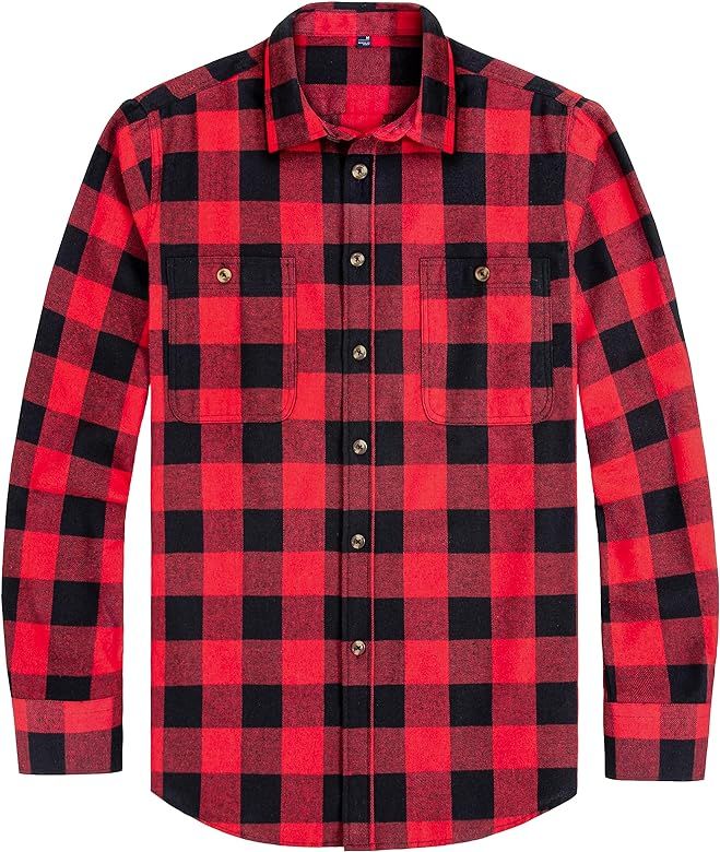 J.VER Men's Flannel Plaid Shirts Long Sleeve Regular Fit Casual Button Down Shirt | Amazon (US)