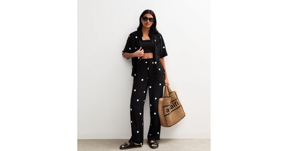 Black Spot Print Wide Leg Trousers
						
						Add to Saved Items
						Remove from Saved Items | New Look (UK)