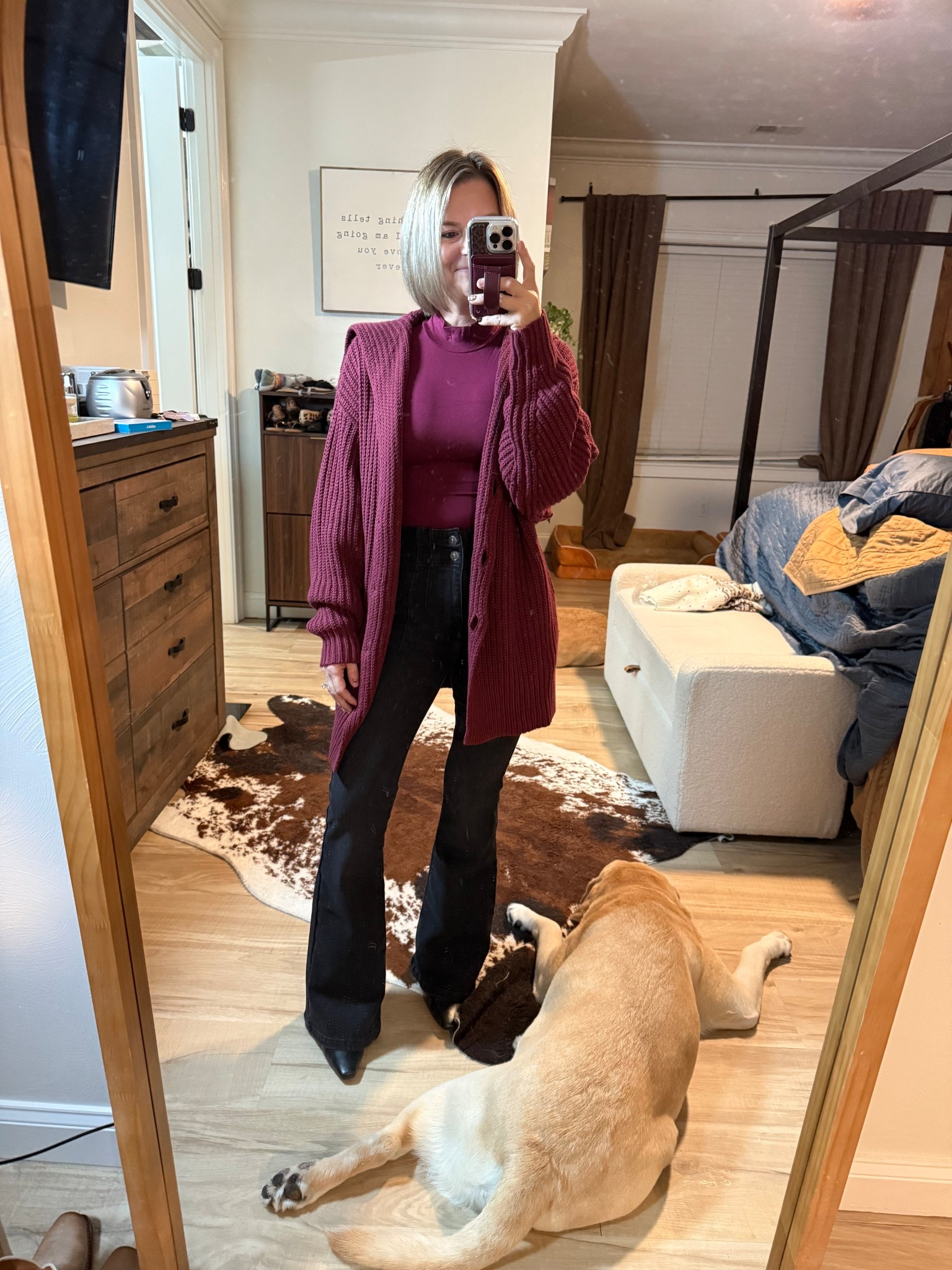 Cardigan xsmall 
Top small
Pants 26 short
Boots TTS 

#LTKStyleTip #LTKOver40 #LTKPetite