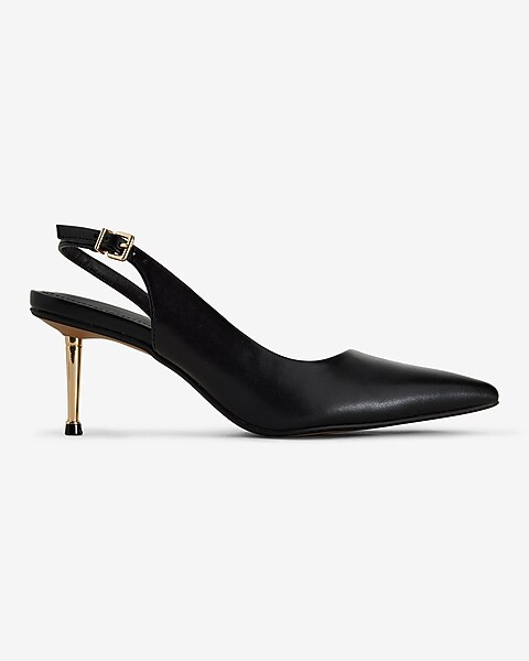 Shiny Gold Heel Slingback Pumps | Express
