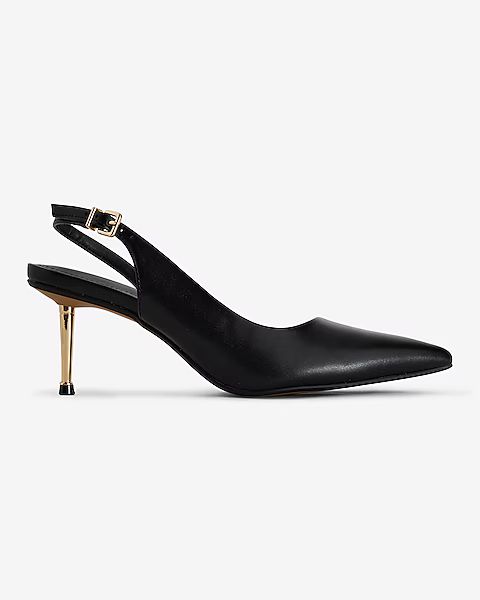 Shiny Gold Heel Slingback Pumps | Express