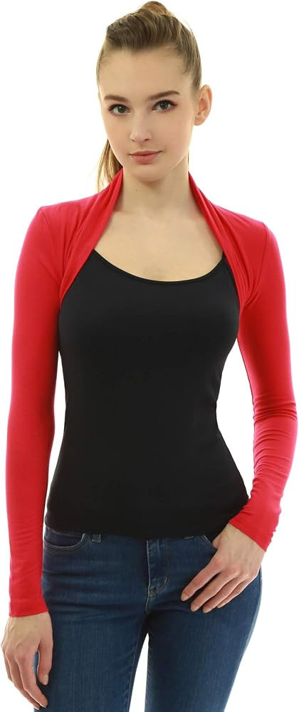AmélieBoutik Women Long Sleeve Bolero Shrug Cropped Open Front Cardigan Jacket | Amazon (US)