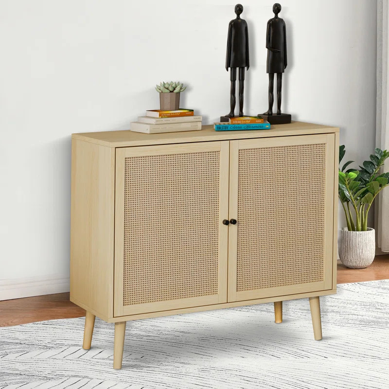30.3'' Tall Two Rattan Doors Accent Cabinet | Wayfair North America