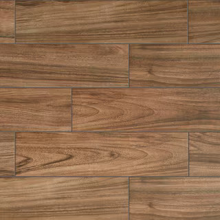 Baker Wood 6 in. x 24 in. Walnut Glazed Porcelain Floor and Wall Tile (14.55 sq. ft./Case) | The Home Depot