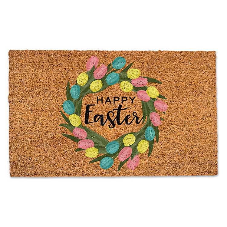 Happy Easter Egg Wreath Doormat | Kirkland's Home