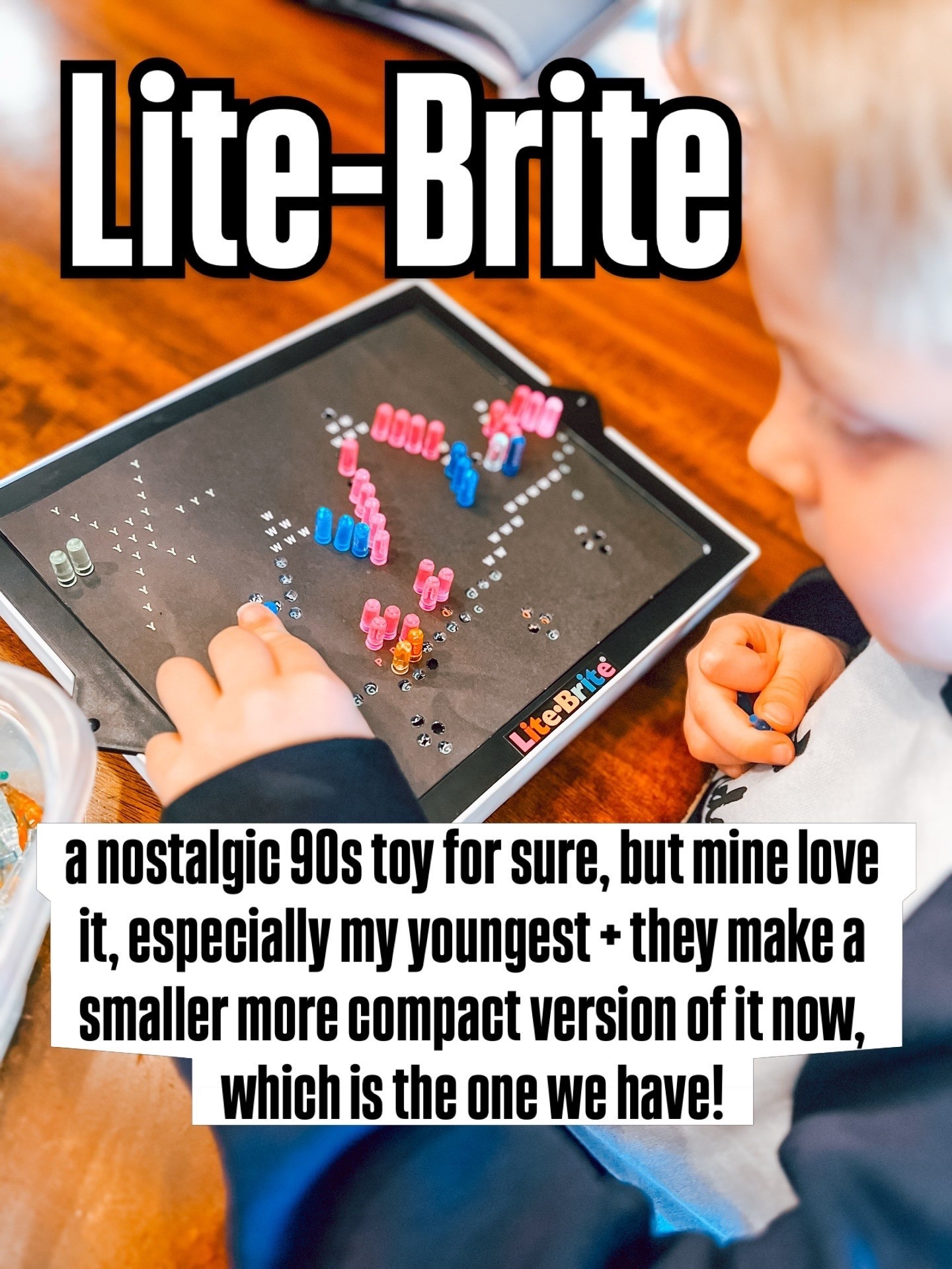 ✨SCREENFREE Games & Toys✨ — tried and true favorites as a mom of 3: Lite-Brite — total 90s nostalgia toy, but they love it 🥰 

____________________

Kids games, kids toys, gifts for girls, gifts for boys, Montessori play, screen free toys, tween boy, tween girl, magnetic tiles, magnetic blocks, creative play, Easter, Easter basket stuffers, stocking stuffers, Easter basket, Easter basket ideas

#screenfree #screenfreekids #sahmomlife #busymomlife #busymoms 

#LTKKids #LTKmomlife #LTKdayinmylife