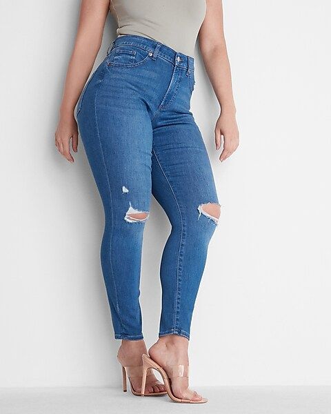 High Waisted Supersoft Ripped Curvy Skinny Jeans | Express
