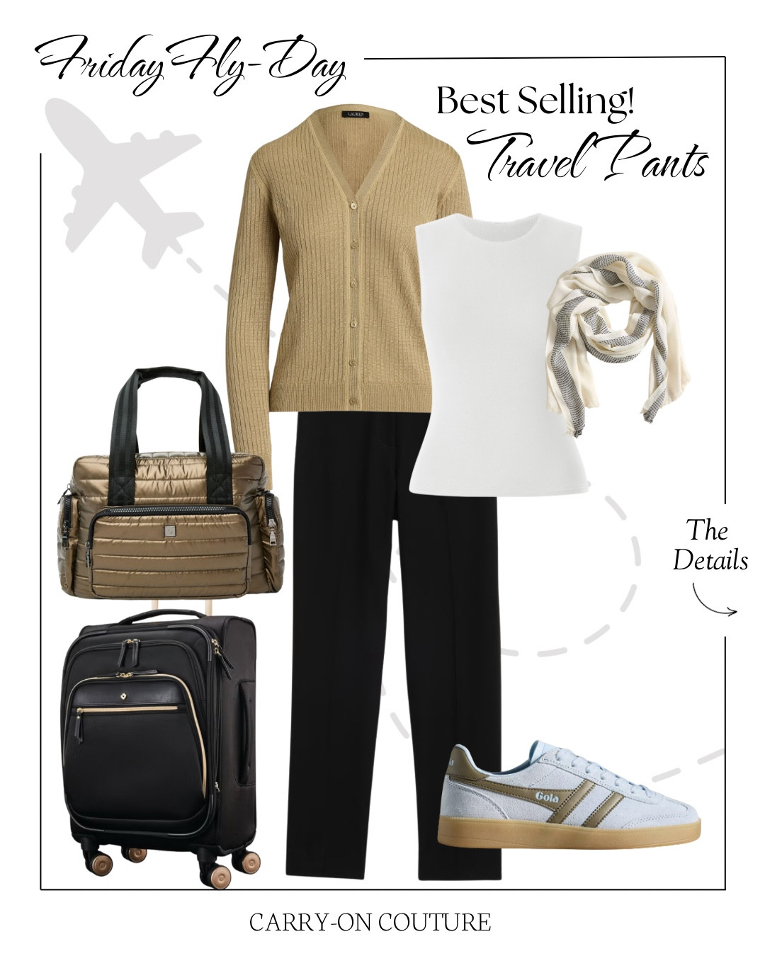 It’s Friday Fly-Day, my favorite day of the week when we celebrate our love for travel and cute outfits!⁣⁣


➡️ THE PANTS!  Best sellers and here’s why…
They look great with sneakers and dressed up with a sandal or heel = which means easy day-to-night transitions!

They’re lightweight, so when I get off the plane, even at a warm destination, they work as my “first day” pants.

They hand-wash beautifully and dry quickly.

The crepe fabric is perfect for packing…no wrinkles!

➡️ The Tank Top:  The bra is built in!

➡️ The +1 carry-on item is oozing with style, but not only does it look good, it might be one of the most functional bags out there for its size:  pockets galore, a crossbody strap, trolley sleeve, zip closure, and it will fit perfectly under the seat in front of you. 

➡️ The carry-on suitcase is another beauty, but keep it for your domestic travels…it’s just a tad too big for those international carriers.


#LTKTravel #LTKOver40