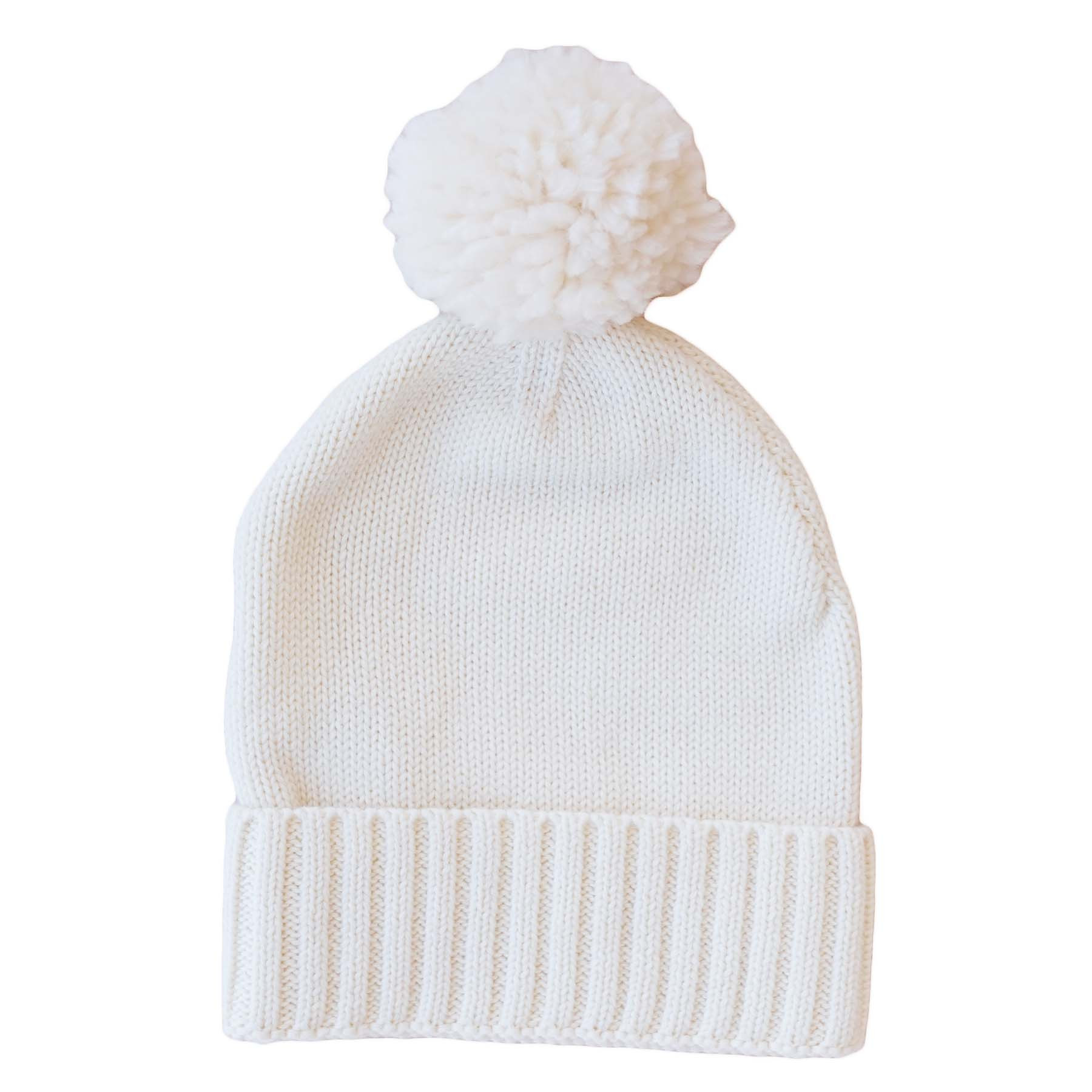 Knit Baby Pom Pom Beanie | Ivory | Caden Lane