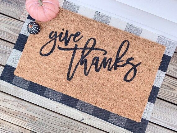 Give Thanks Welcome Mat Doormat Door Mat Pumpkin Season | Etsy | Etsy (US)