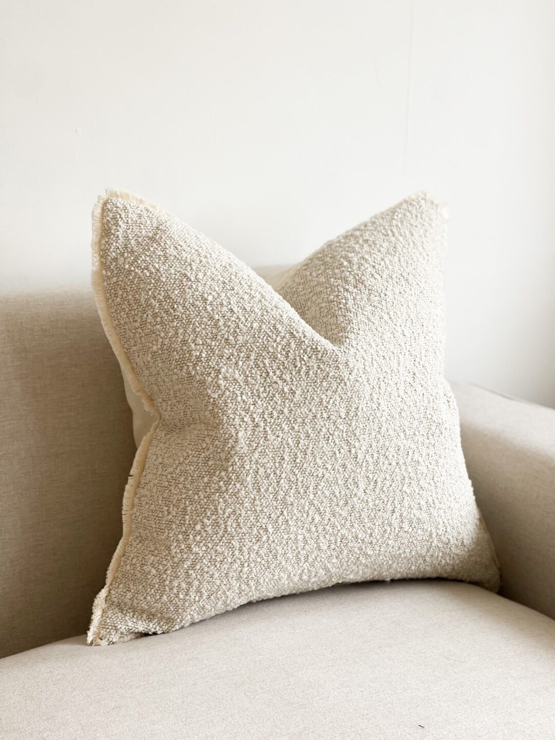 Sofia Cream Boucle Fringed Cushion With Duck Feather Pad 4 SIZES - Etsy | Etsy (US)