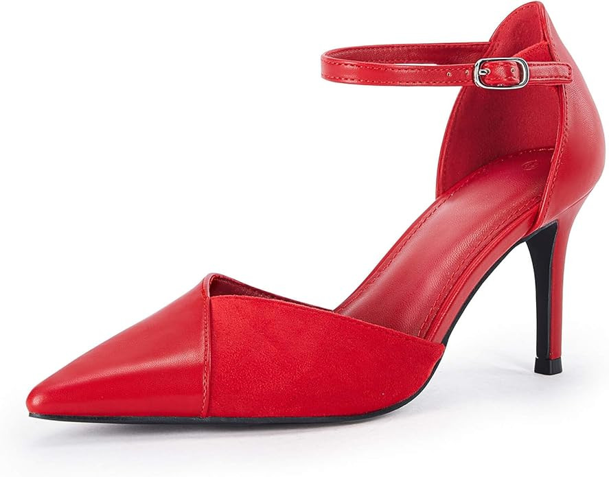 Coutgo Women's Closed Toe High Heels Ankle Strap Stiletto Sexy Pumps Wedding Dressy Shoes | Amazon (US)