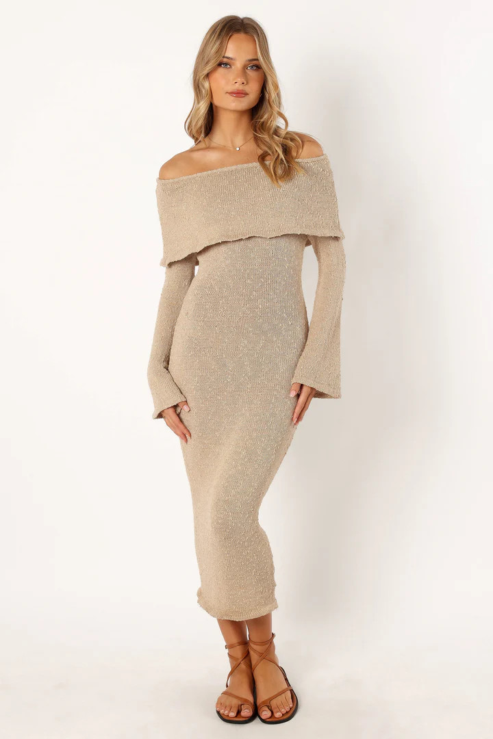 Nikkie Long Sleeve Maxi Dress - Tan | Petal & Pup (US)