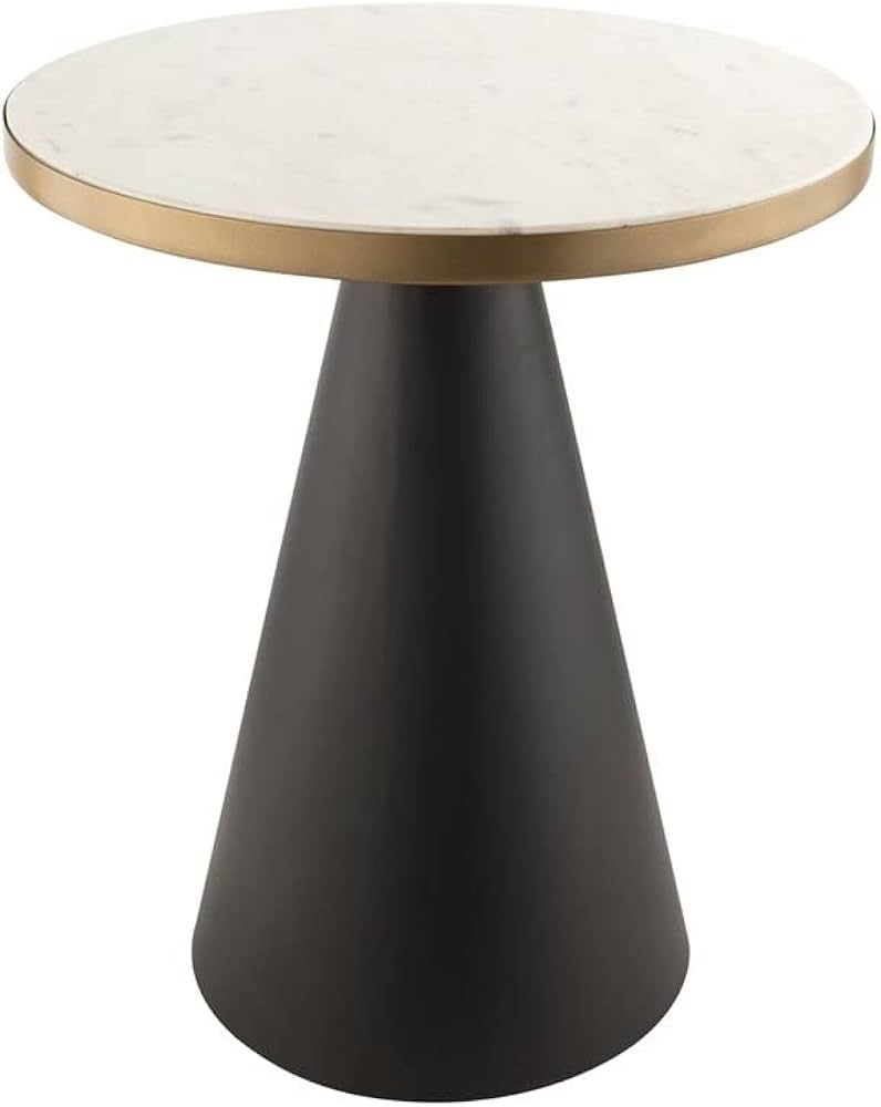 TOV Furniture Richard Modern Round Marble Side Table, 16" White, Black | Amazon (US)