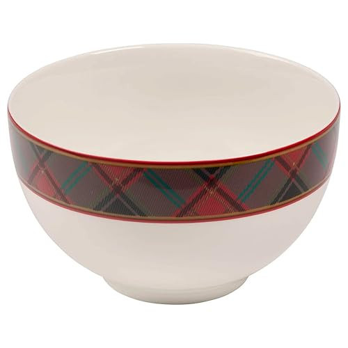 Spode Christmas Tree Tartan Rice Bowl - Soup for the Holidays, Christmas Kitchen for Dessert & Stews, Noodle/Rice, Festive Ceramic Cereal Bowl, Holiday Tableware - 6-Inch | Amazon (US)