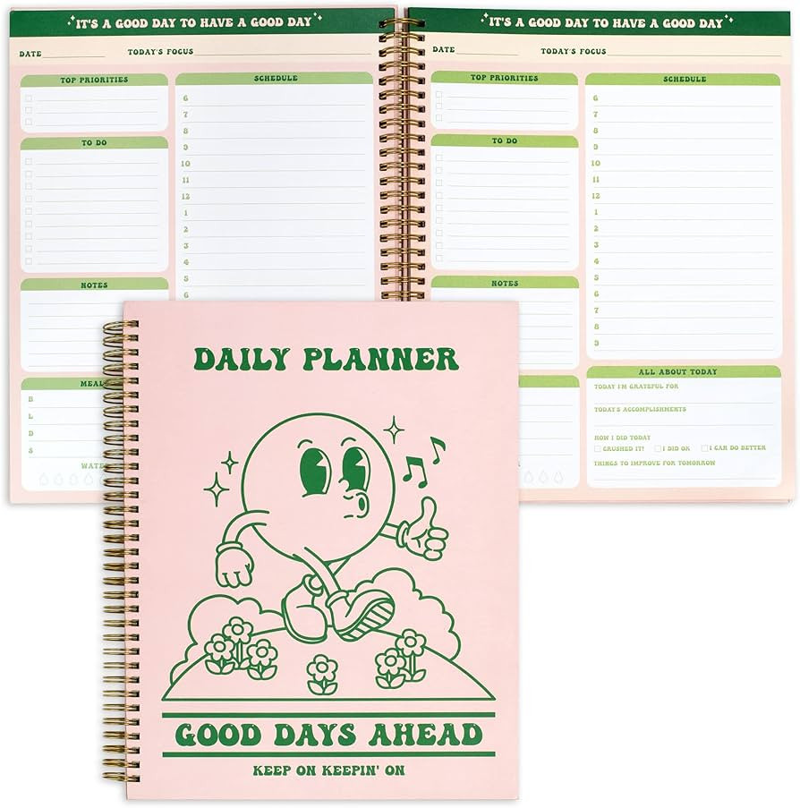 To Do List Planner Notebook, Cute Planner Notebook, Pink Green Retro Notebook, A4 8.5x11 Large Ha... | Amazon (US)