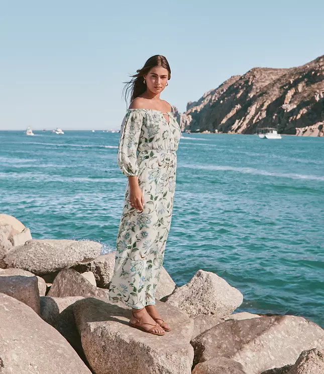 Petite Floral Off The Shoulder Maxi Dress | LOFT
