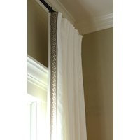 Pleated Linen Drapery Panels With Greek Key Trim Made To Order | Etsy (US)